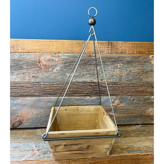 Wood and Metal Hanging Planters - Square and Rectangle available at Quilted Cabin Home Decor.