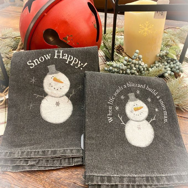 Snowman Dish Towels - Two Styles available at Quilted Cabin Home Decor