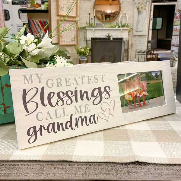 My Greatest Blessings Call Me Grandma Frame available at Quilted Cabin Home Decor.