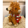 Highland Cow Stuffie with a red and green scarf is available at Quilted Cabin Home Decor.