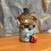 Highland cow in galvanized bucket ornament available at Quilted Cabin in Airdrie
