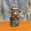 Highland Cow in wooden bucket ornament available at Quilted Cabin in Airdrie