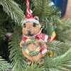 Happy Capybara holding a wreath ornament available at Rustic Ranch furniture in Airdrie