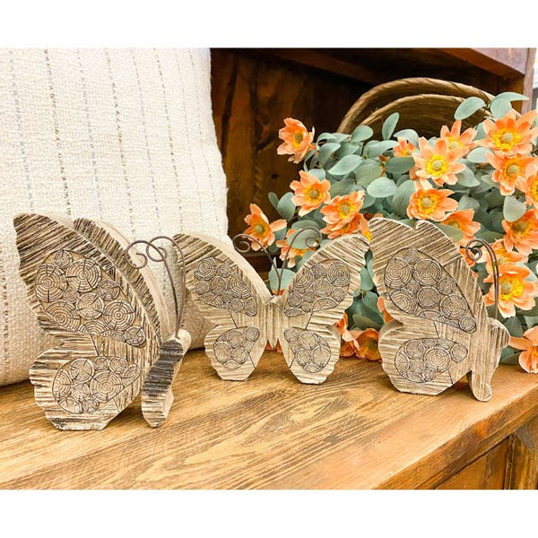 Wood-look Butterflies - Set of Three available at Quilted Cabin Home Decor.