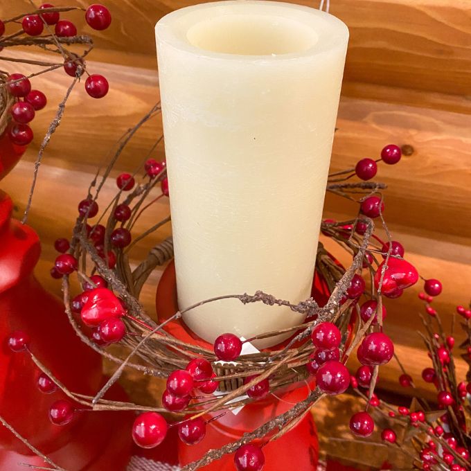 Red Sweetheart Candle Ring available at Quilted Cabin Home Decor.