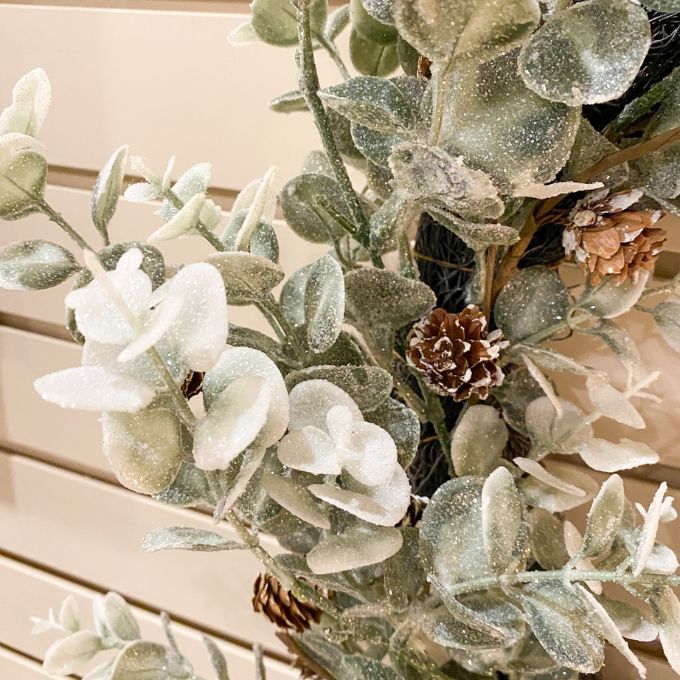 Sparkly Sage and Eucalyptus Wreath available at Quilted Cabin Home Decor.