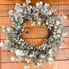 Sparkly Sage and Eucalyptus Wreath available at Quilted Cabin Home Decor.