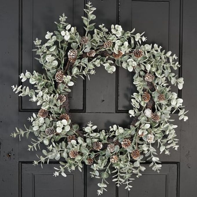 Sparkly Sage and Eucalyptus Wreath available at Quilted Cabin Home Decor.