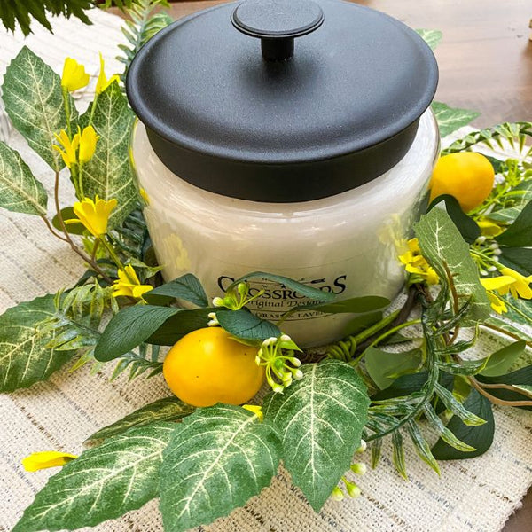 Lemon with Daisy & Flocked Salal Leaves Collection - Two Styles available at Quilted Cabin Home Decor.