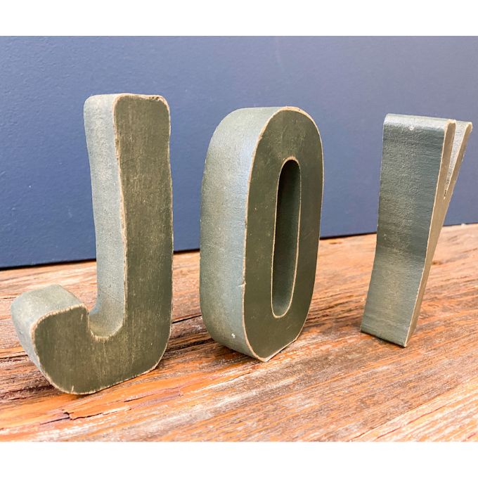 JOY letters available at Quilted Cabin Home Decor.