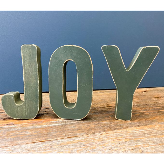 JOY letters available at Quilted Cabin Home Decor.