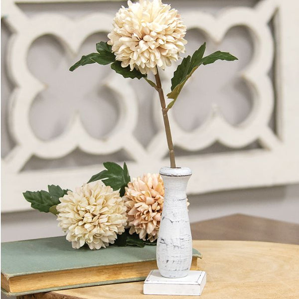 Curvy White Spindle Flower Holder available at Quilted Cabin Home Decor.