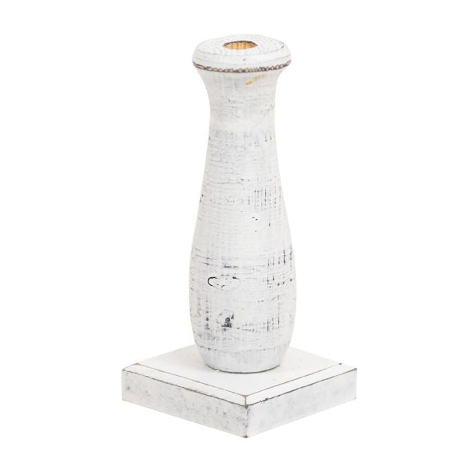 Curvy White Spindle Flower Holder available at Quilted Cabin Home Decor