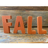 Orange wooden letters that spell FALL are available at Quilted Cabin Home Decor.