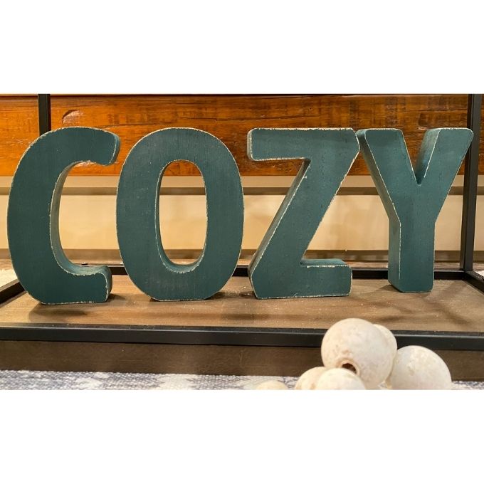 COZY Block Letters available at Quilted Cabin Home Decor.