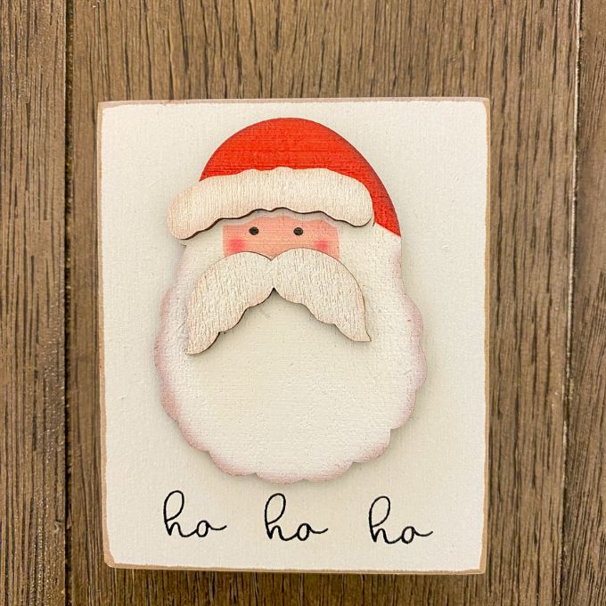 Santa Ho Ho Ho Block Sign available at Quilted Cabin Home Decor.