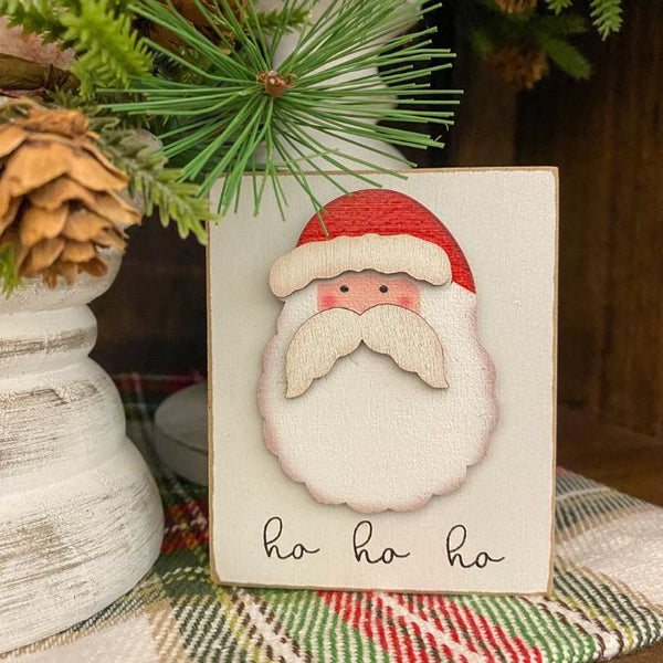 Santa Ho Ho Ho Block Sign available at Quilted Cabin Home Decor.