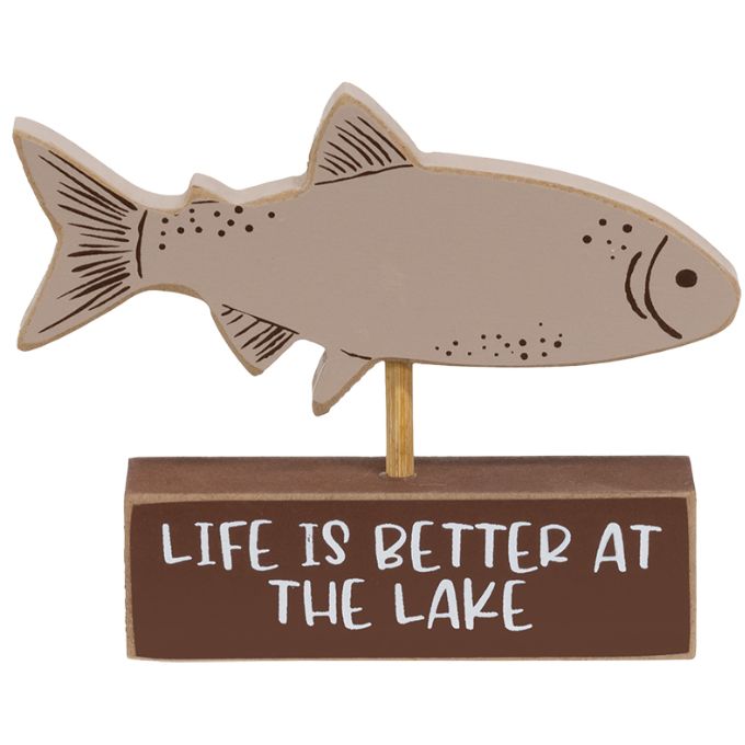 Life is Better at the Lake Shelf Sitter available at Quilted Cabin Home Decor.
