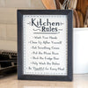 Kitchen Rules Framed Sign available at Quilted Cabin Home Decor.