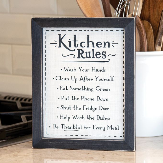 Kitchen Rules Framed Sign available at Quilted Cabin Home Decor.