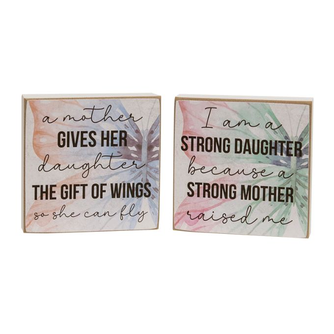 Strong Daughter - Strong Mother Block Signs - Two Assorted available at Quilted Cabin Home Decor.