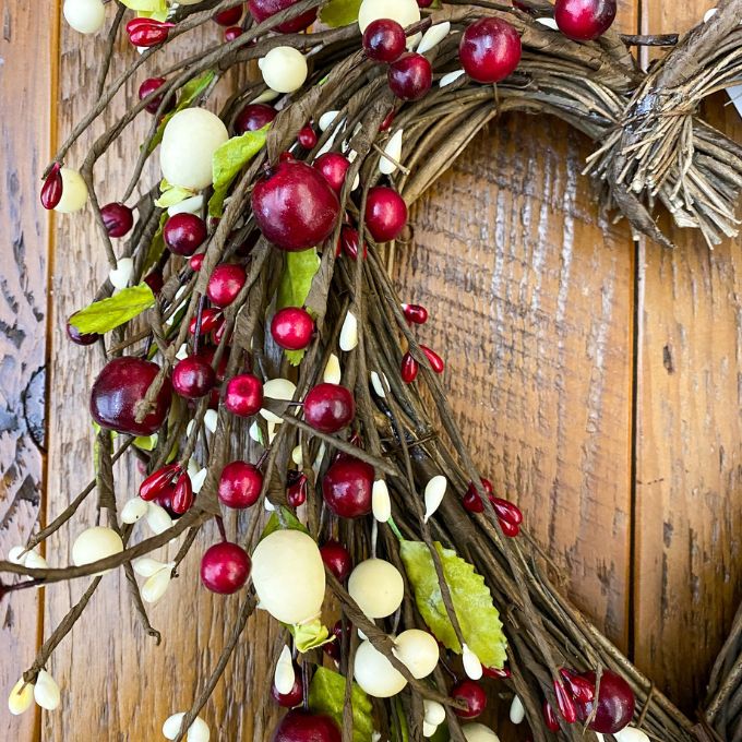 Heart Shaped Berry Wreath available at Quilted Cabin Home Decor.