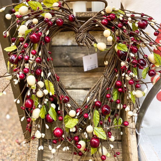 Heart Shaped Berry Wreath available at Quilted Cabin Home Decor.