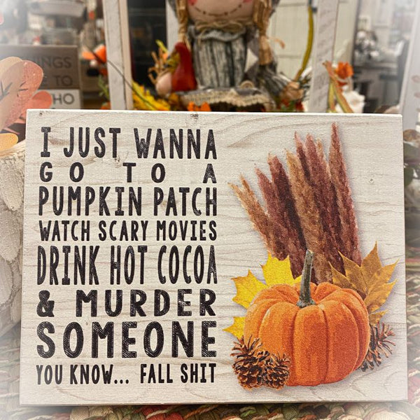 Pumpkin Patch and Scary Movies Block Sign available at Quilted Cabin Home Decor.