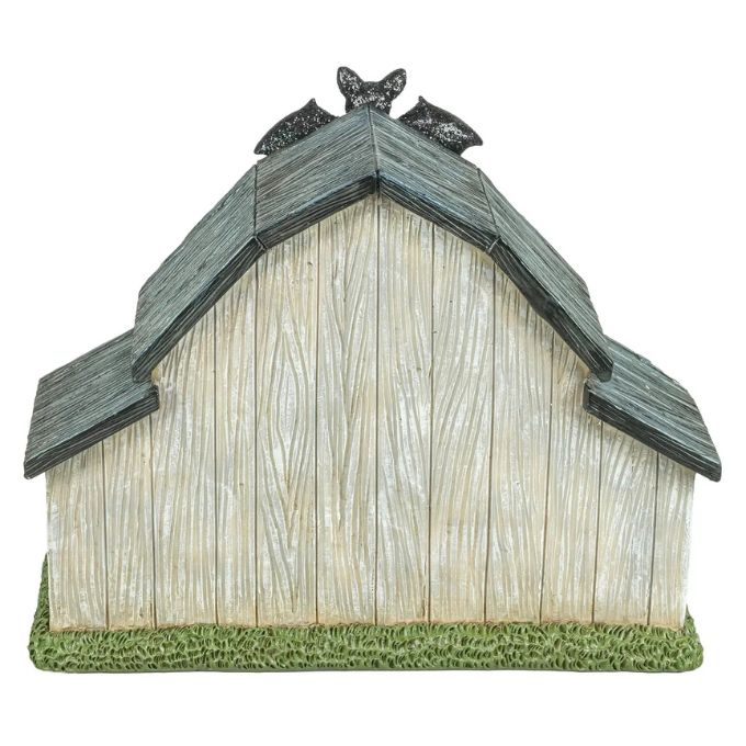 back of Spooky Halloween barn made of resin available at Quilted Cabin in Airdrie