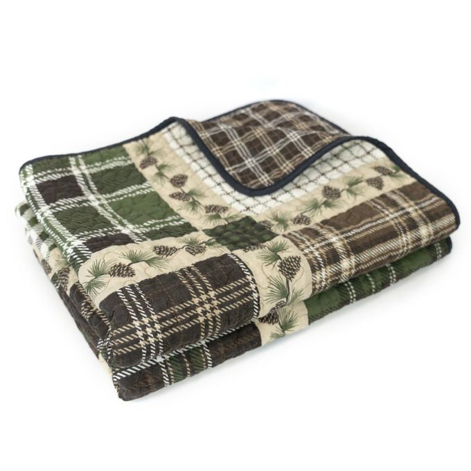 Pine Patch Cotton Throw available at Quilted Cabin Home Decor.