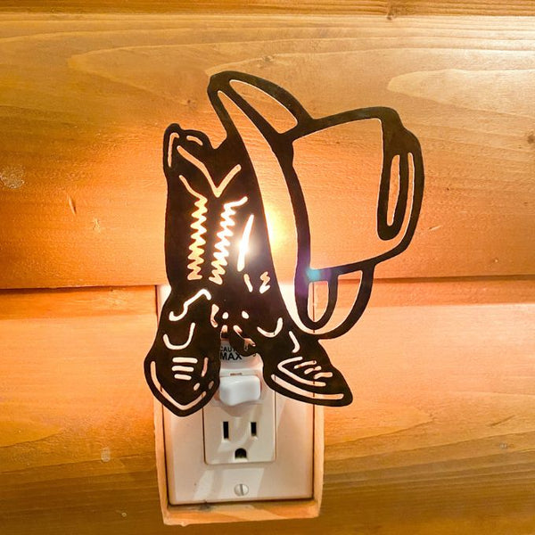 Boots and Hat Nightlight available at Quilted Cabin Home Decor.