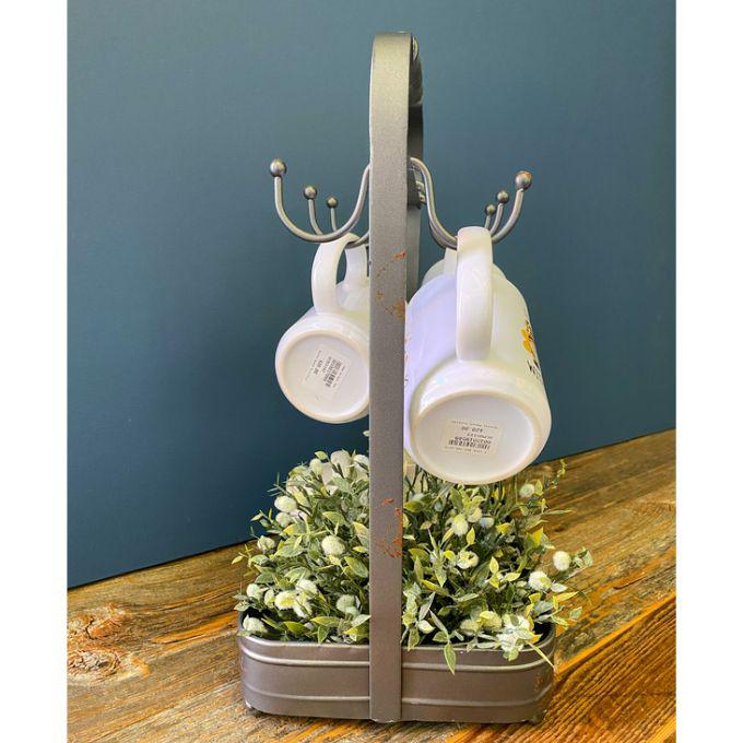 Galvanized Mug Hanger and Tray available at Quilted Cabin Home Decor.