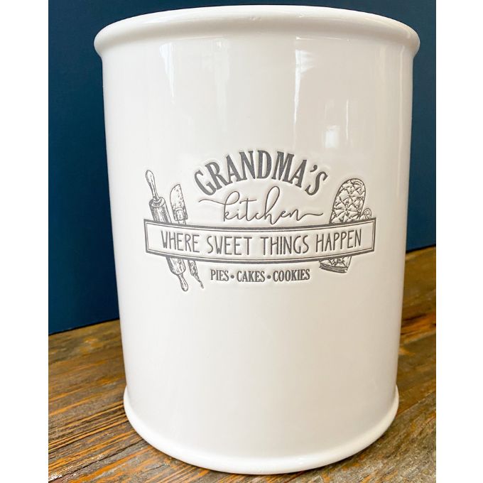 Grandma's Kitchen Canister available at Quilted Cabin Home Decor.