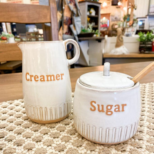 Stoneware Cream and Sugar Set available at Quilted Cabin Home Decor.