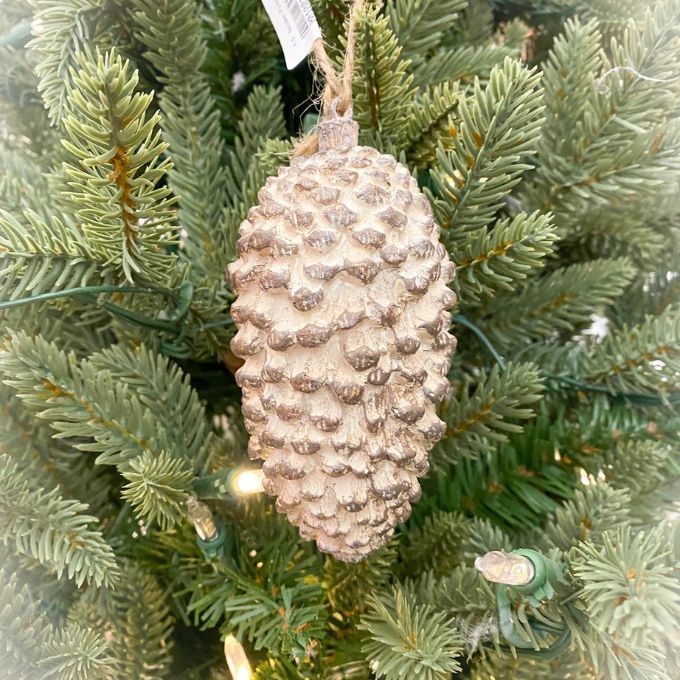 Golden Pinecone Ornament available at Quilted Cabin Home Decor.