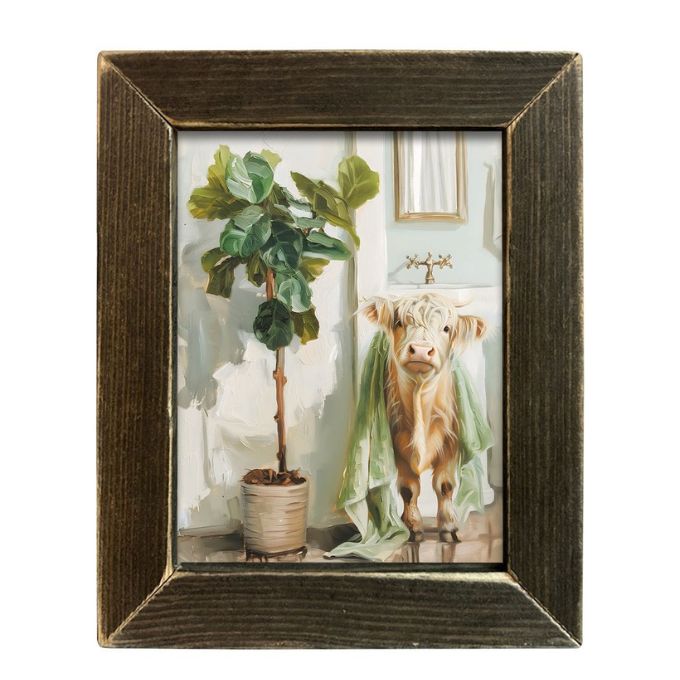 Bath Time Bliss with highland cow bathroom picture available at Quilted Cabin in Airdrie