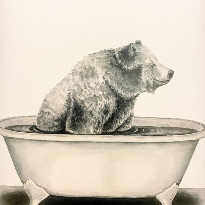 Bear in the Bathtub Picture available at Quilted Cabin Home Decor.
