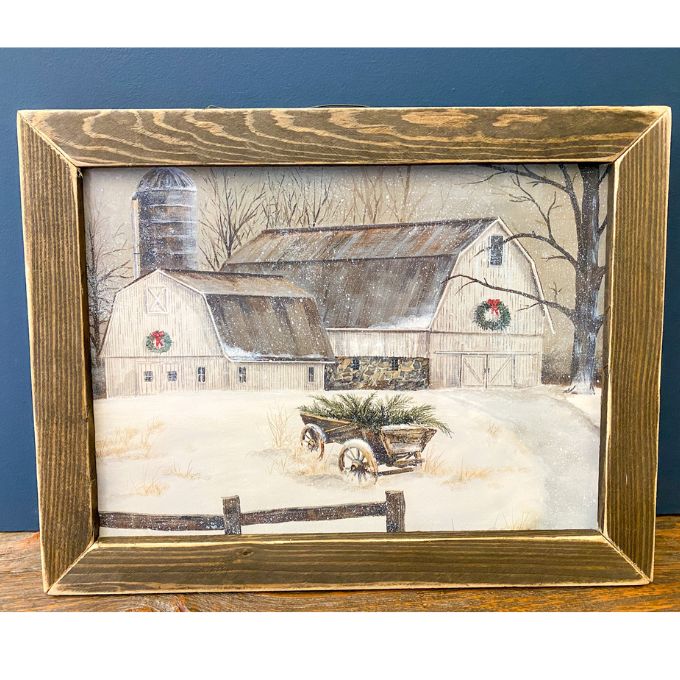 Wagon on the Farm - Brown Frame available at Quilted Cabin Home Decor.