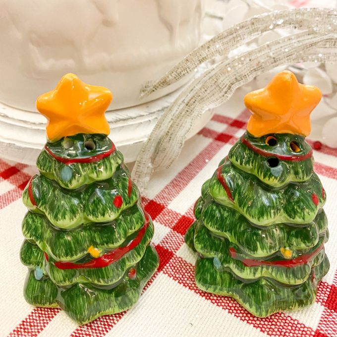 Trees Salt and Pepper Shaker Set available at Quilted Cabin Home Decor.