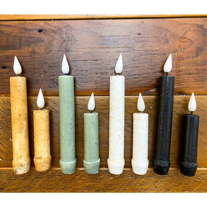 Thick Timer Taper LED Candles - Two Sizes available at Quilted Cabin Home Decor.