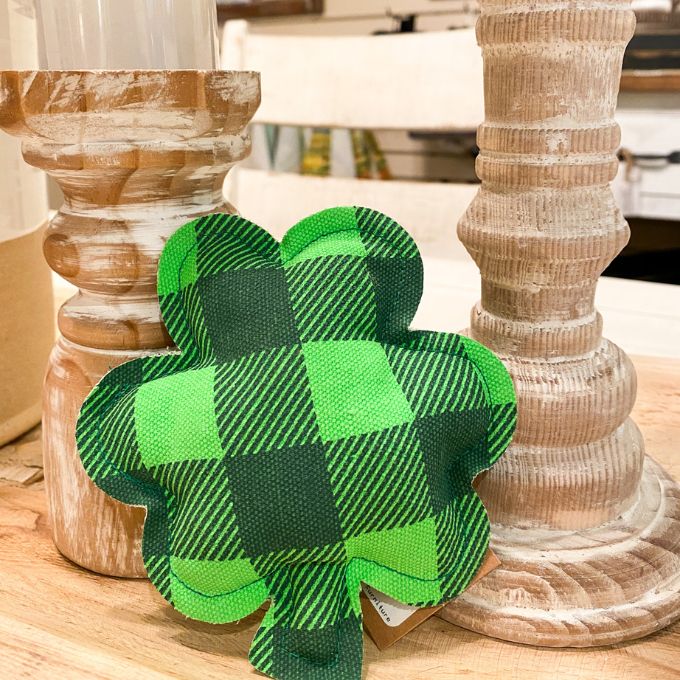 Green Check Fabric Shamrock available at Quilted Cabin Home Decor.
