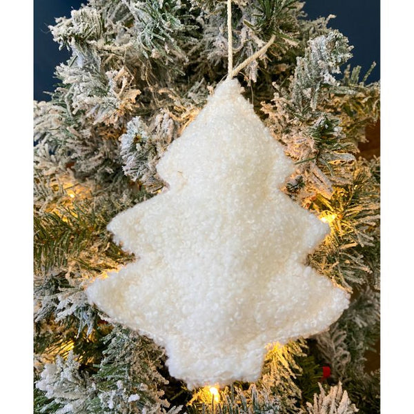 White Sherpa Tree Ornament available at Quilted Cabin home Decor.