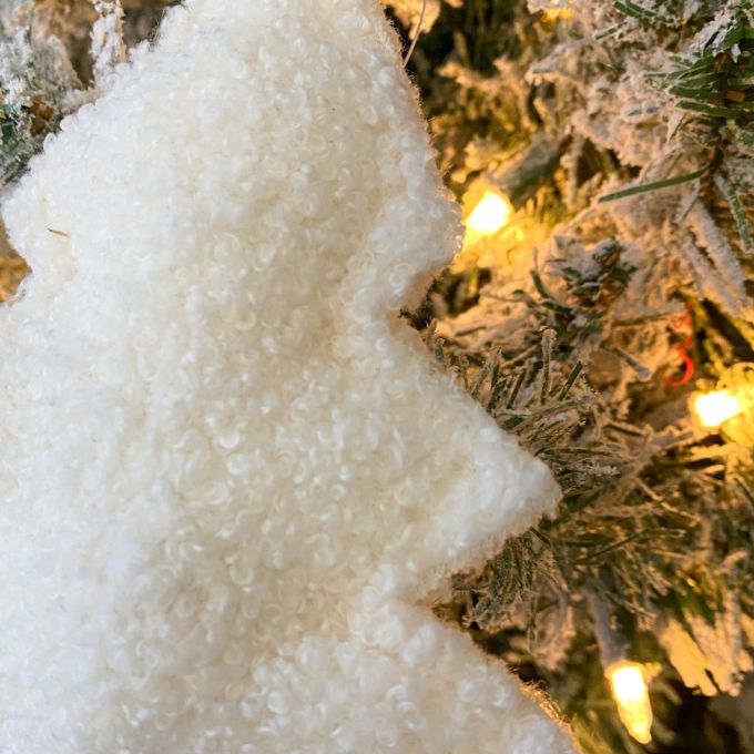 White Sherpa Tree Ornament available at Quilted Cabin home Decor.