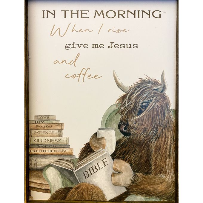 Morning Coffee and Jesus Art Print available at Quilted Cabin Home Decor.