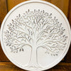 Decorative wall art with a tree design on a wooden background. Whitewashed Tree of Life Wall Art available at Quilted Cabin Home Decor.