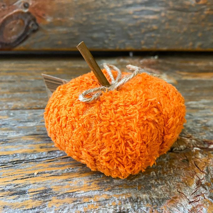 Orange Fleeced Fabric Pumpkin is available at Quilted Cabin Home Decor.