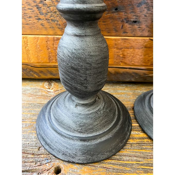 Dark Gray Candle Holders - Two Sizes available at Quilted Cabin Home Decor.