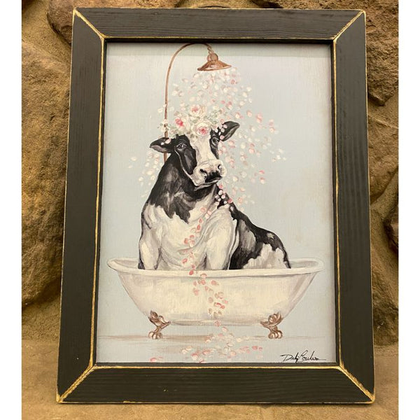 Holstein Flower Shower Framed Art available at Quilted Cabin Home Decor.