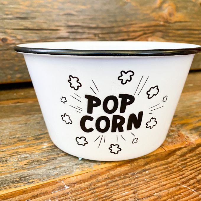 Enamel Popcorn Bowl - Large and Small available at Quilted Cabin Home Decor.