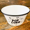 Enamel Popcorn Bowl - Large and Small available at Quilted Cabin Home Decor.